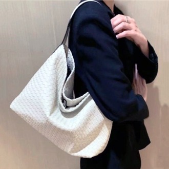 Cream Handcrafted Woven Leather Tote