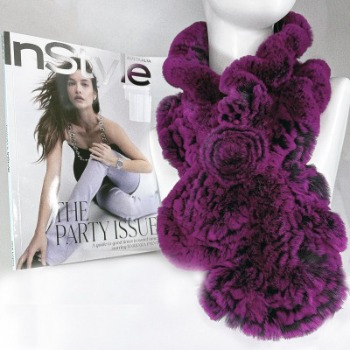 Burgundy Luxury Hand Knitted Rex Rabbit Fur Beanies